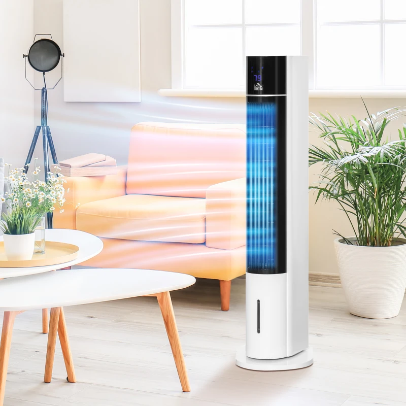 HOMCOM Ventilateur colonne, Climatiseur en forme de tour, pivotant de 52 degrés, fonctionnement silencieux, 3 modes de fonctionnement, 3 vitesses