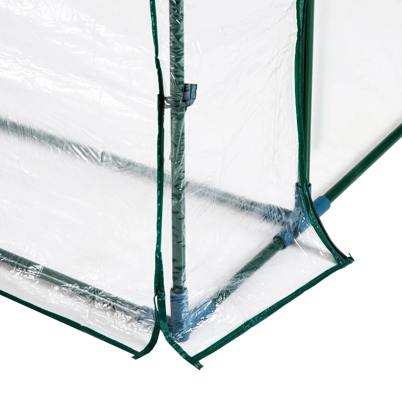 Outsunny Foliengewächshaus begehbares Gartenhäuschen Tomatengewächshaus Treibhaus Frühbeet mit 6 Regalen Transparent Stahl PVC-Kunststoff 143 x 143 x 195 cm