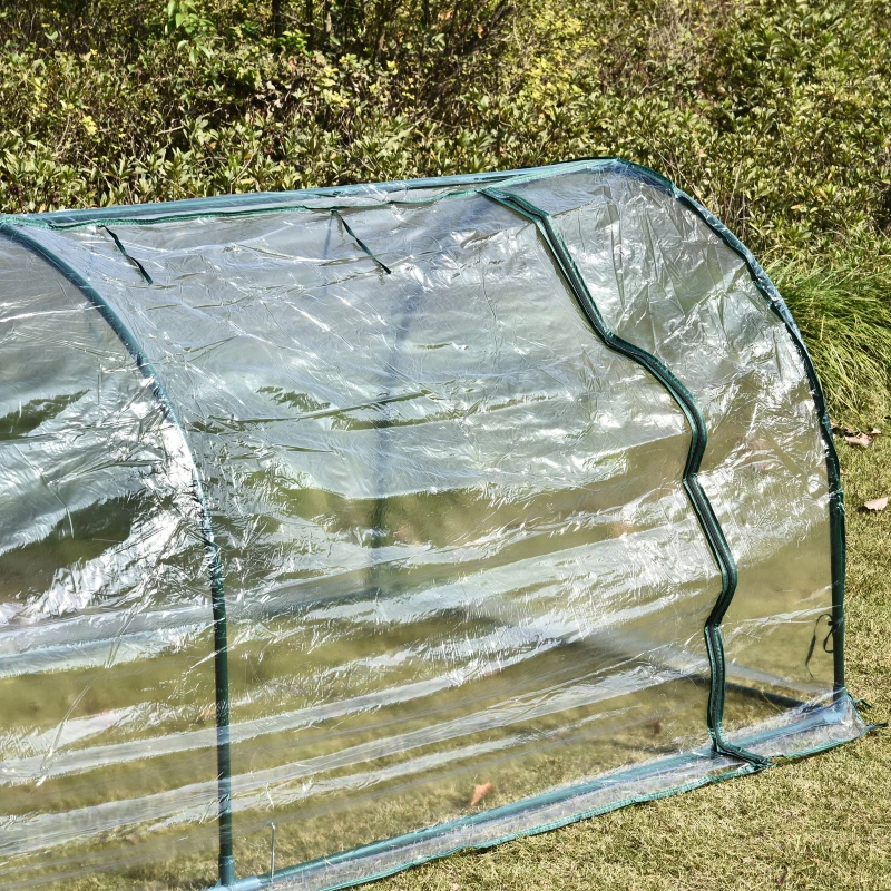 Outsunny Gewächshaus, Treibhaus mit Tür, Frühbeet, Pflanzenhaus, Pflanzenaufzucht, Stahl, Kunststoff, 250 x 100 x 80 cm, Grün