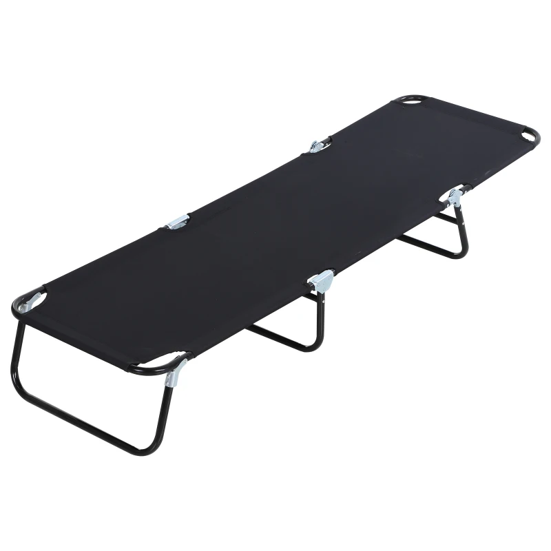 Outsunny Sonnenliege, 5-fach verstellbare Rückenlehne, schnelltrocknend, Metallrahmen, 190 x 56 x 28 cm, Schwarz