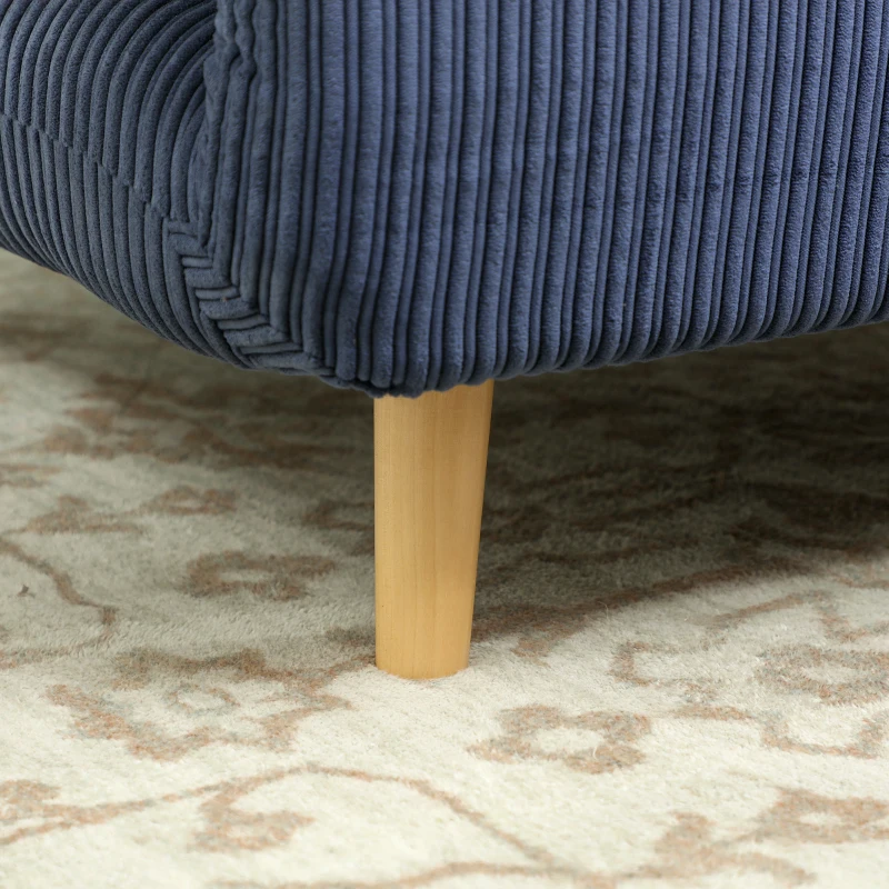 HOMCOM 2-en-1 Fauteuil-lit Lit d'Appoint, appuie-tête Réglable Velours Côtelé 82 cm x 89 cm x 83 cm Bleu