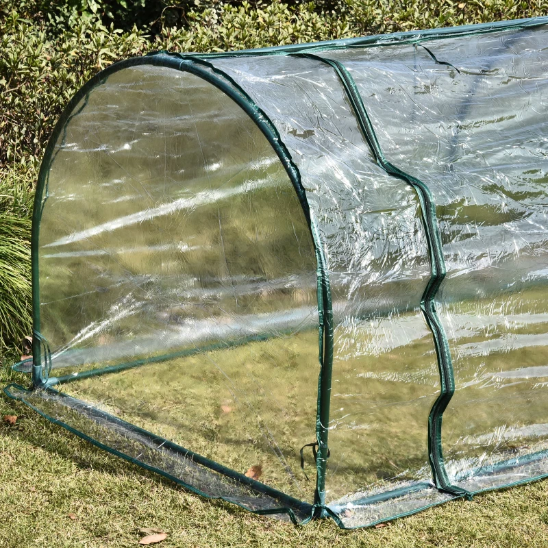 Outsunny Gewächshaus, Treibhaus mit Tür, Frühbeet, Pflanzenhaus, Pflanzenaufzucht, Stahl, Kunststoff, 250 x 100 x 80 cm, Grün