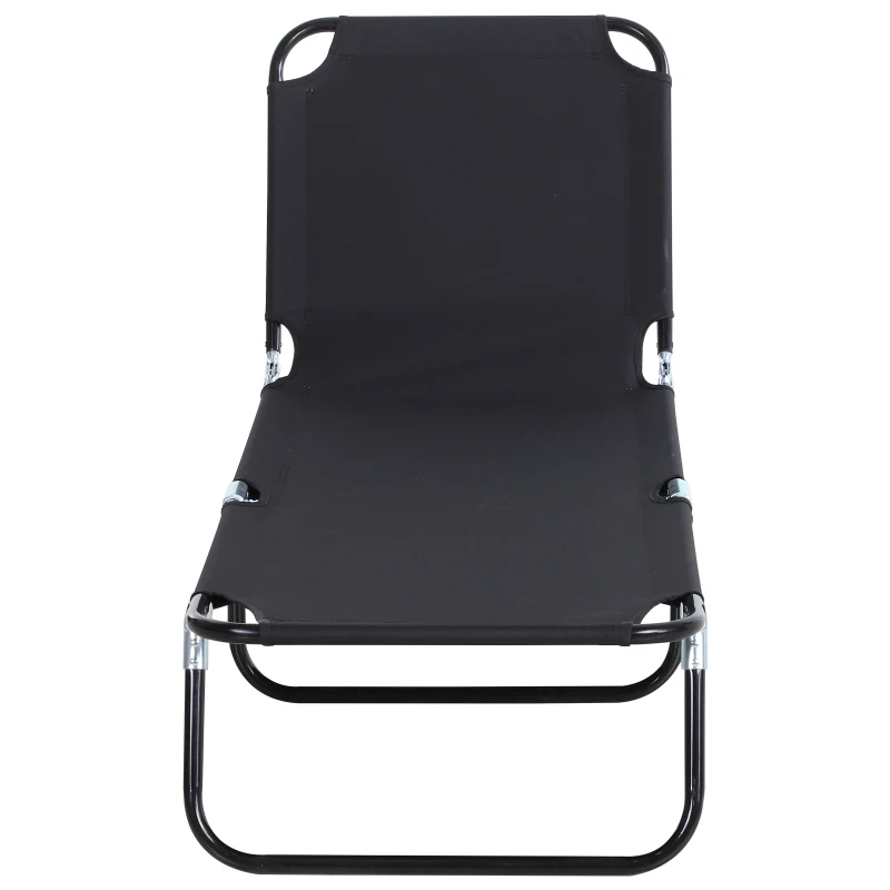 Outsunny Sonnenliege, 5-fach verstellbare Rückenlehne, schnelltrocknend, Metallrahmen, 190 x 56 x 28 cm, Schwarz