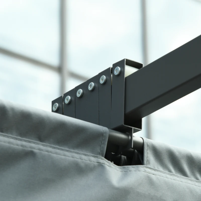 Outsunny pergolapaviljoen met verstelbaar stoffen dak weerbestendig waterafstotend zonwering polyester staalgrijs 3,6 x 3 x 2,43 m