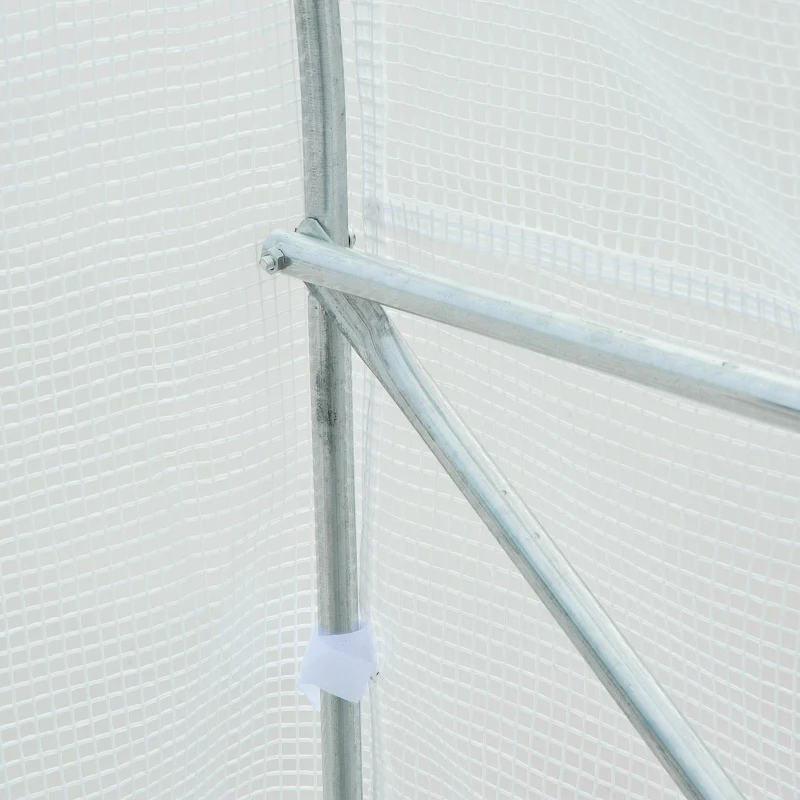 Outsunny Gewächshaus 350x200x200cm Foliengewächshaus Tomatenhaus mit Tür, Fenster, Folientunnel aus verzinktem Stahl, Pflanztunnel, Treibhaus inkl. Erdanker Seilen, Gartentunnel, Weiß