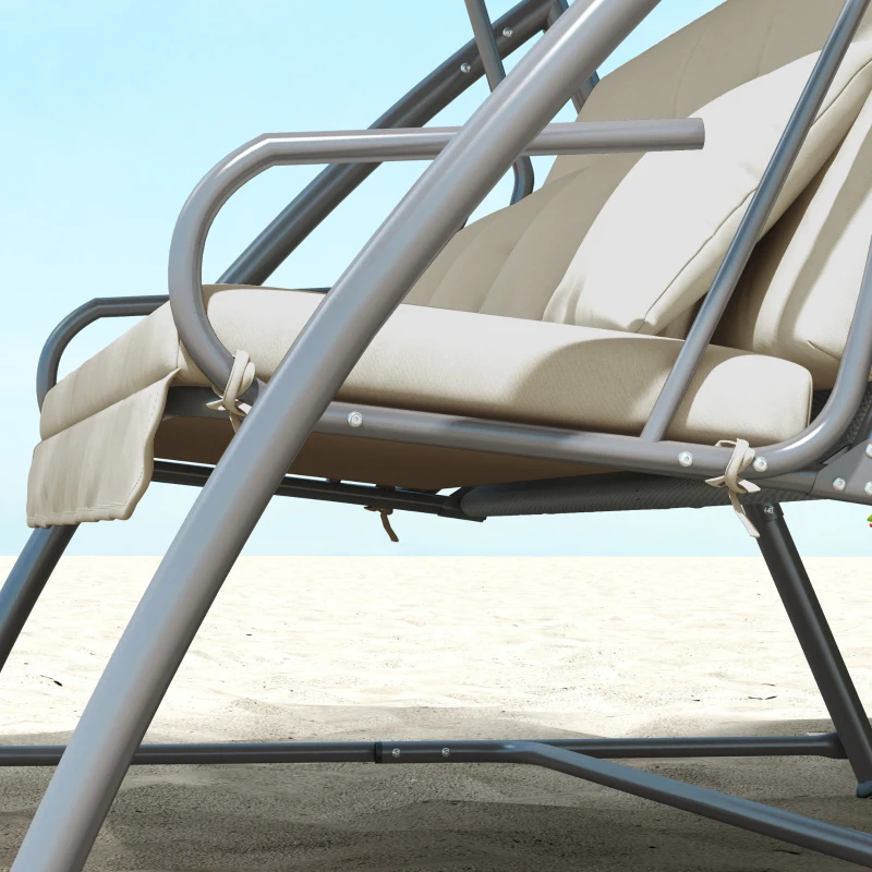 Outsunny Set de coussins pour balancelle Hollywood 170 cm Coussin de siège Coussin de balancelle Coussin de jardin Coussin de dossier Coussin latéral Beige