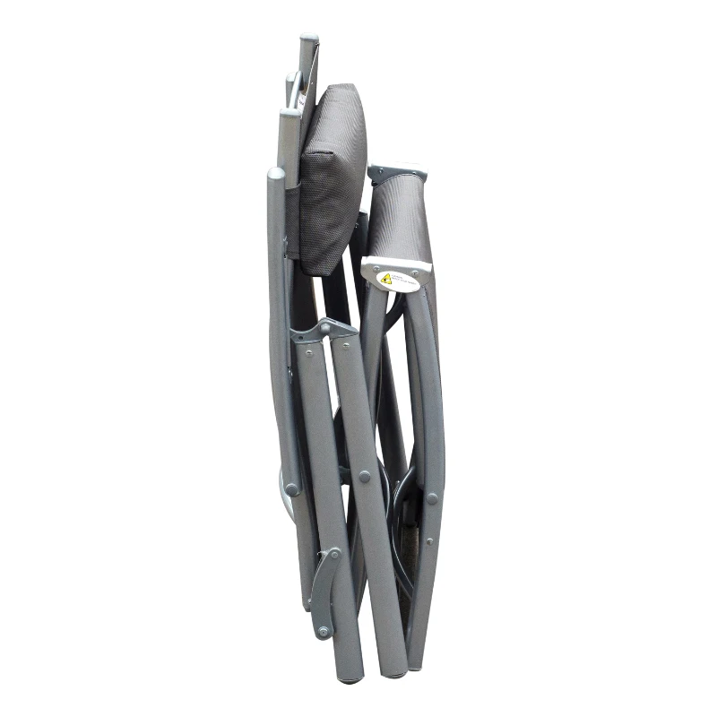 Outsunny Sonnenliege klappbar Strandliege mit Kissen Liegestuhl mit 7-Fach verstellbare Rückenlehne Gartenliege Relaxliege Gartenstuhl bis 165 kg belastbar, für Garten Urlaub Outdoor Strand Pool, Grau