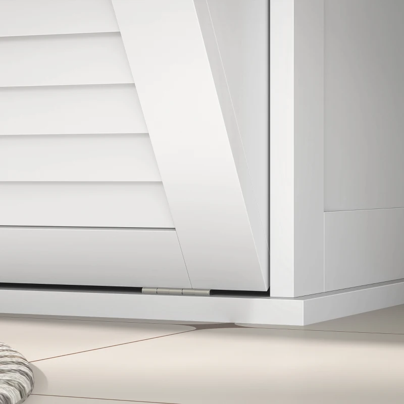 HOMCOM Armoire à linge, 2 paniers basculants pour le linge, 2 portes à lamelles, 70 x 38 x 73 cm, Blanc