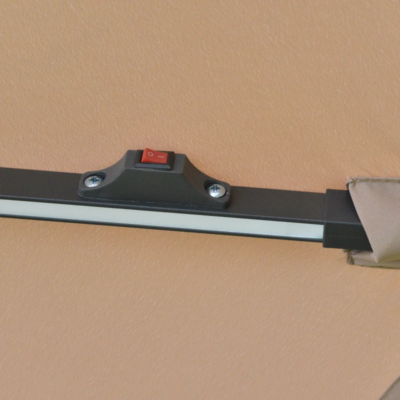 Outsunny 3(m) LED Cantilever Parasol Outdoor Sun Umbrella w/ Base Solar Lights Brown