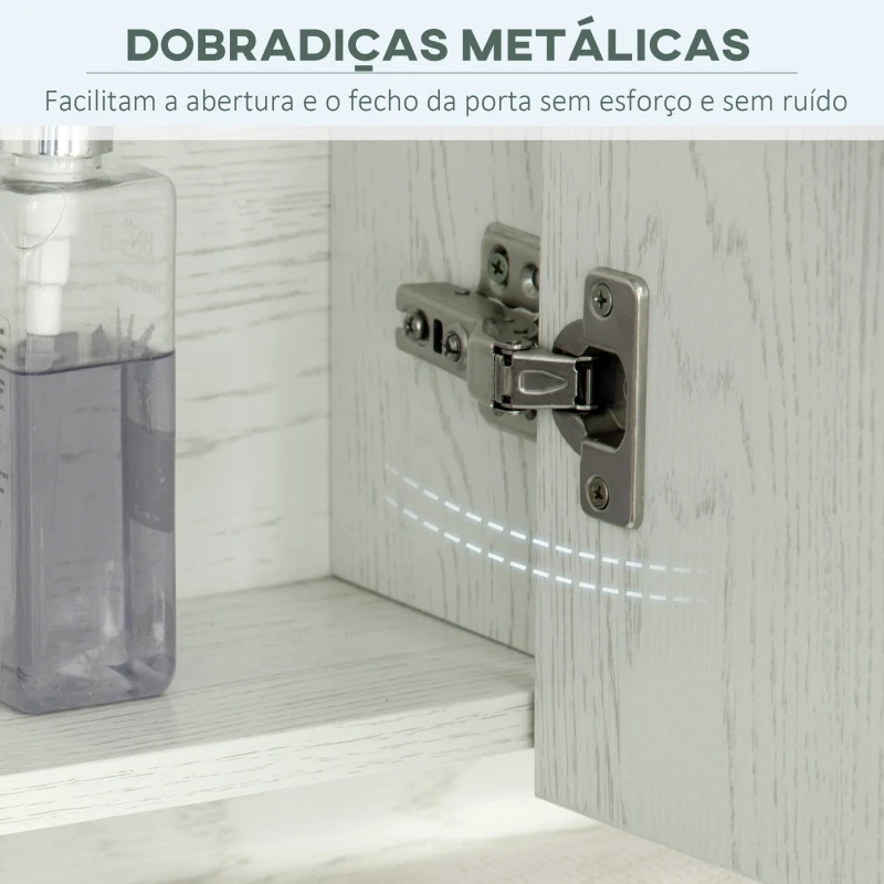 kleankin Armário Casa de Banho com Espelho Armário de Parede com Prateleira Ajustável e Compartimento 90x15x75 cm Madeira Clara