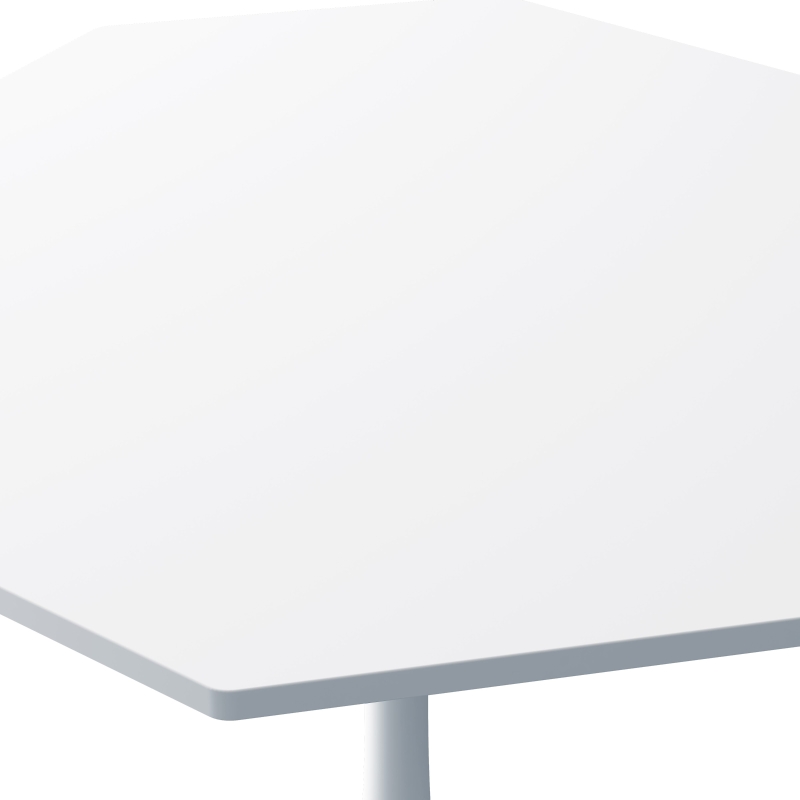 Tavolino da caffè ottagonale moderno, piano in MDF con base in metallo, 80×74×73 cm, per soggiorno e cucina, Bianco