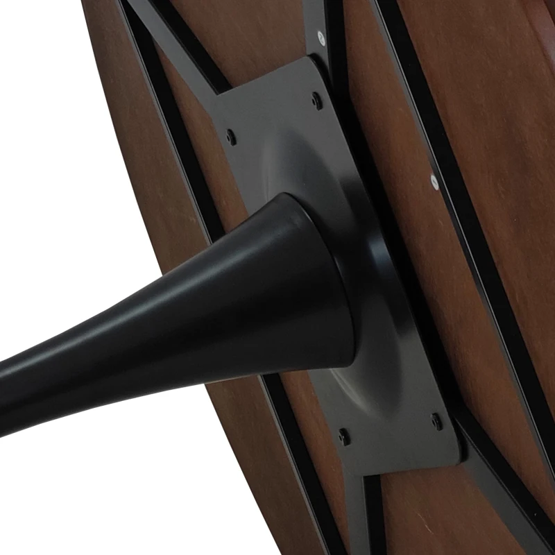 Table à manger ronde moderne, quatre plateaux en patchwork, base en métal, 120×120×75 cm, Brun