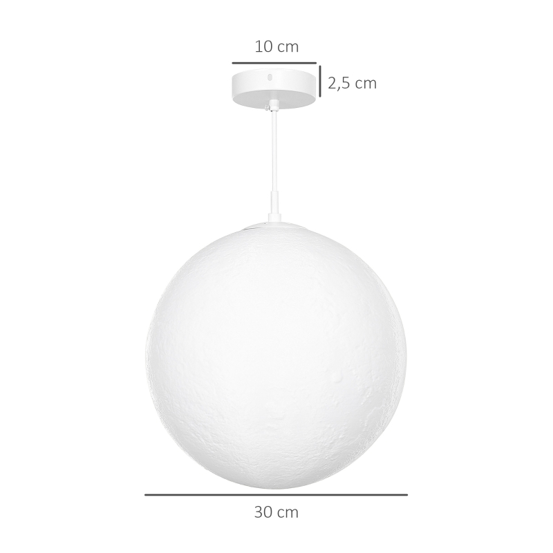 Lampa Księżycowa HOMCOM, Druk 3D, Sterowanie przez Aplikację, Kompatybilność z Muzyką, Różne Tryby Światła, Biały