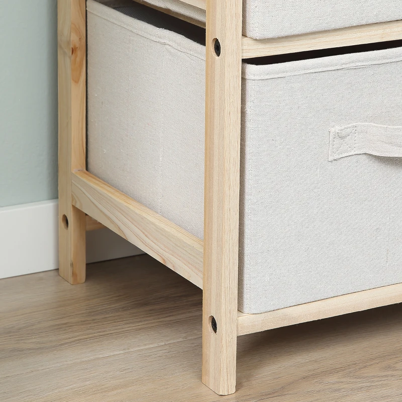 HOMCOM Cassettiera con 6 Cassetti in Tessuto Pieghevoli ed Estraibili, 59x28x70cm - Legno, Beige