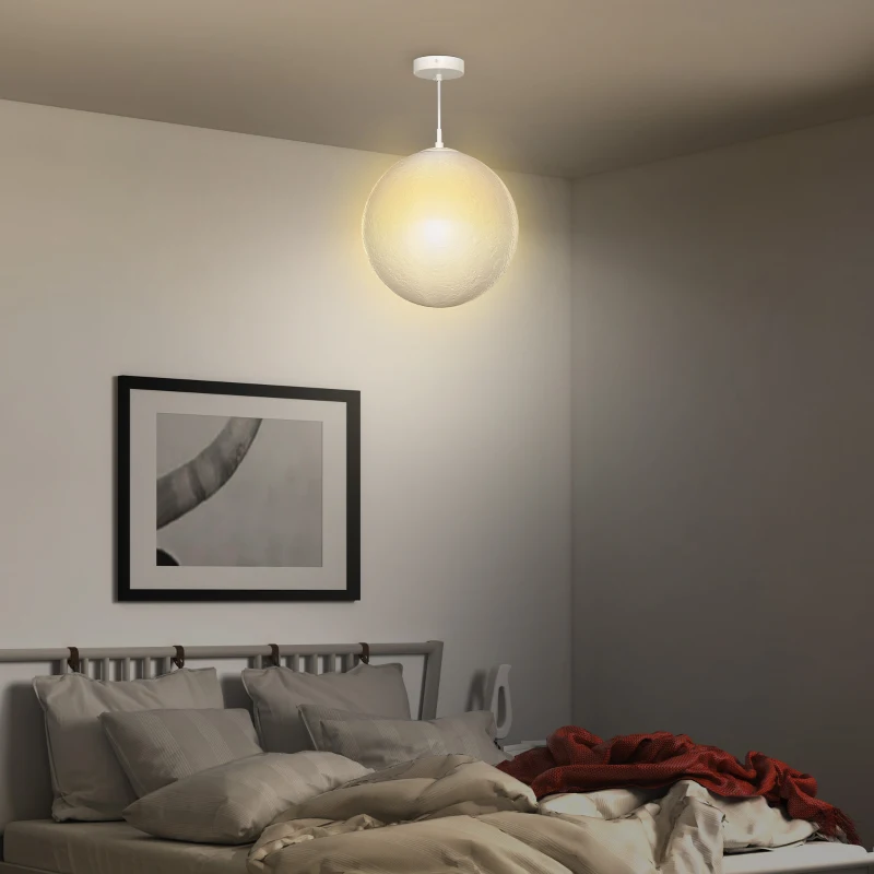 Lampa Księżycowa HOMCOM, Druk 3D, Sterowanie przez Aplikację, Kompatybilność z Muzyką, Różne Tryby Światła, Biały