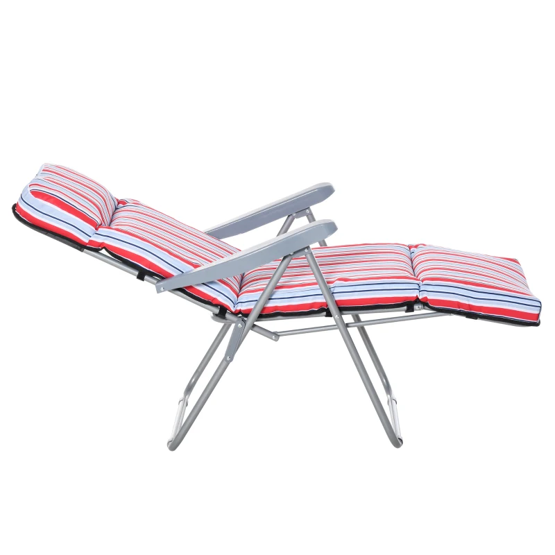 Outsunny 2er-Set Liegestuhl Set mit Kissen klappbar Sonnenliege 5 Stufen verstellbarer Rückenlehne Gartenliege Gartenmöbel Set Stahl Polyester Rot 60 x 75 x 65-102 cm