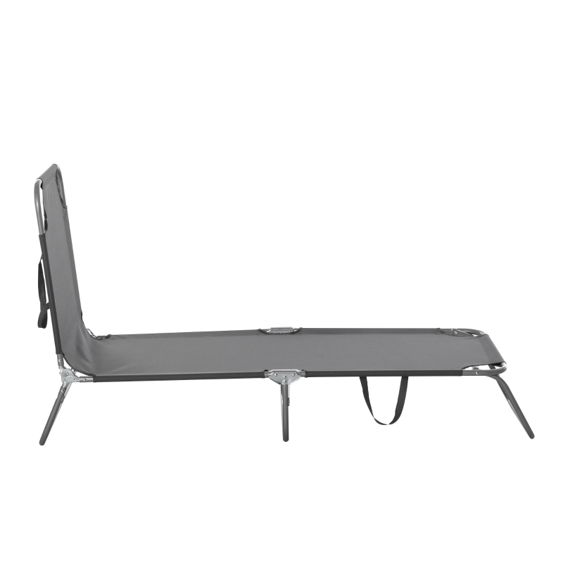 Outsunny Sonnenliege, klappbar, verstellbare Rückenlehne, rostfreier Metallrahmen, 187 x 55 x 24, Grau