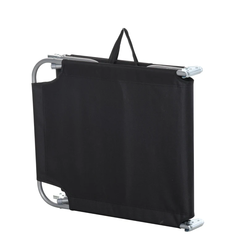 Outsunny Sonnenliege, klappbar, verstellbare Rückenlehne, rostfreier Metallrahmen, 187 x 55 x 24, Schwraz