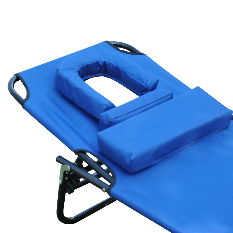 Outsunny Sonnenliege klappbar Gartenliege mit Kopfkissen Liegestuhl mit 4-Fach verstellbare Rückenlehne Campingliege mit Lesefenster Gartenstuhl bis 120kg belastbar für Garten, Balkon geeignet Blau