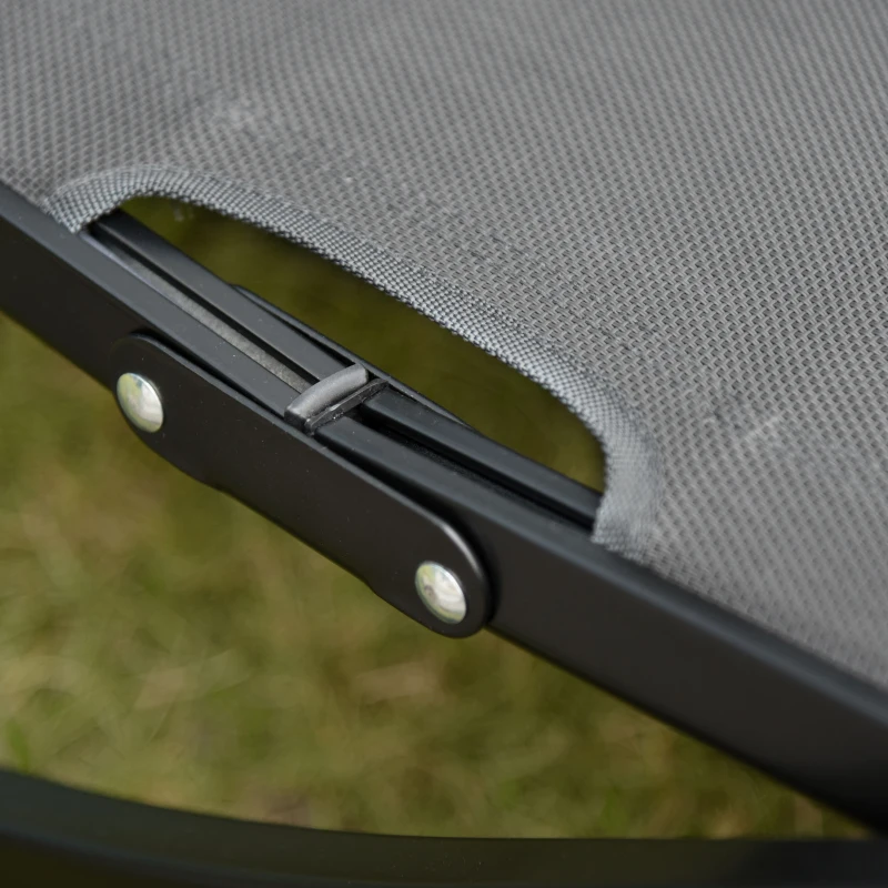 Outsunny 2er Set Sonnenliege Gartenliegen Stoffliege Relaxliege ergonomisch Aluminium Texteline Dunkelgrau 165 x 61 x 63 cm