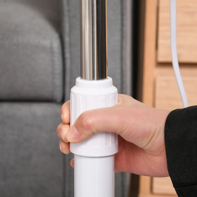 HOMCOM 16'' Pedestal Stand Fan, 3 Speed 3 Mode, 85° Oscillation, LED Panel, 3M Remote Controller, Height Adjustable for Living Room, Bedroom, Garage, Office, Black and White