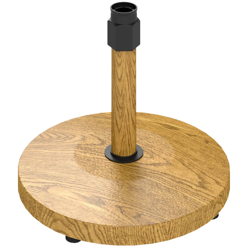Outsunny Base per Ombrellone a 4 Ruote con Freni, in Cemento e Metallo, Ø48x44 cm, Color Legno