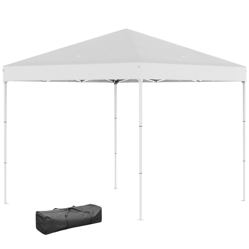 Outsunny Pop Up Foisor 2,45 x 2,45 m rezistent la apa cu franghii si cuie de otel si tesatura Oxford alba