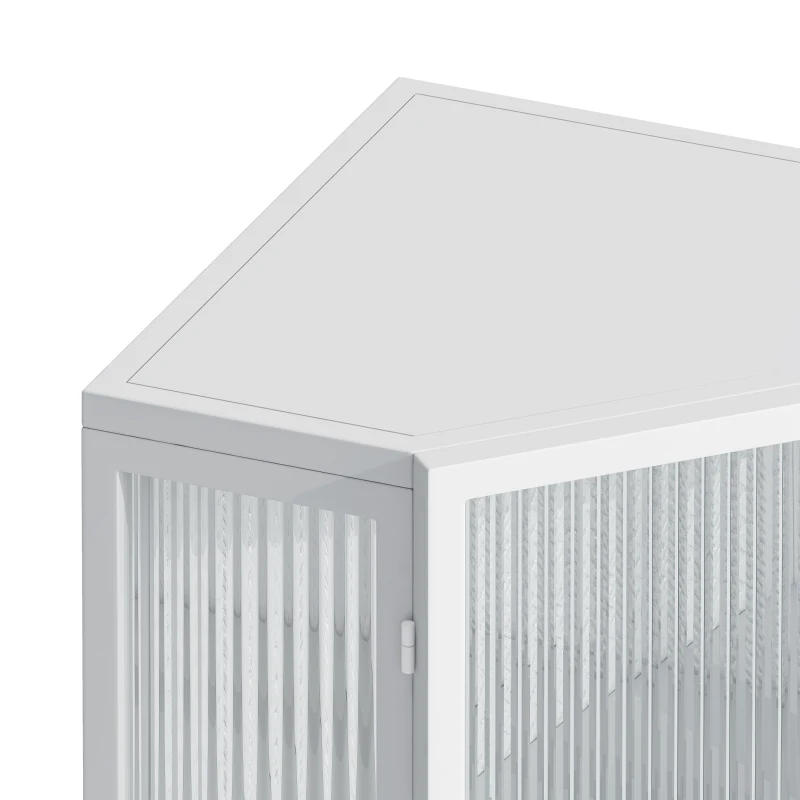 Armoire d'angle avec porte en verre, étagère réglable et design moderne pour salle de bain, salon, chambre, 56,5×42,5×80 cm, Blanc