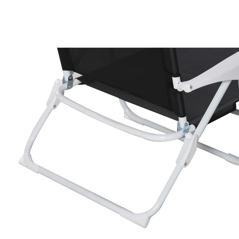 Outsunny Liegestuhl Sonnenliege Klappbare Strandliege 4-stufige Gartenliege Netzstoff Schwarz 186 x 66 x 80 cm