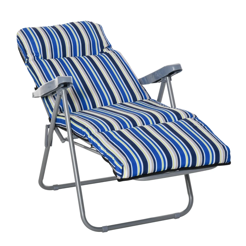 Outsunny 2er-Set Liegestuhl Set mit Kissen klappbar Sonnenliege 5 Stufen verstellbarer Rückenlehne Gartenliege Gartenmöbel Set Stahl Polyester Blau 60 x 75 x 65-102 cm