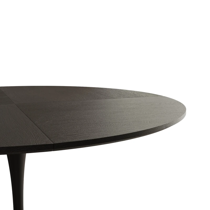 Table à manger ronde moderne, quatre plateaux en patchwork, base en métal, 120×120×75 cm, Noir