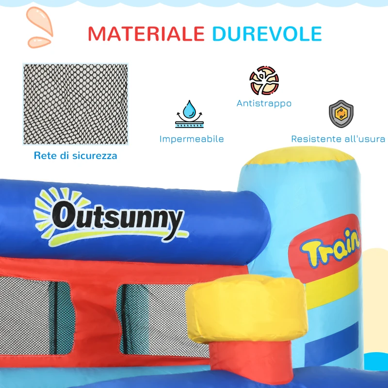 Outsunny Castello Gonfiabile per Bambini 3-8 Anni con Trampolino, Scivolo e Piscina, 435x245x200cm