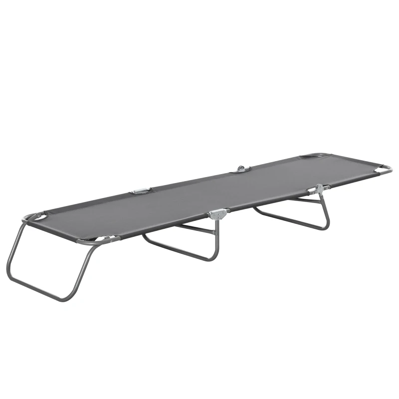 Outsunny Sonnenliege, klappbar, verstellbare Rückenlehne, rostfreier Metallrahmen, 187 x 55 x 24, Grau