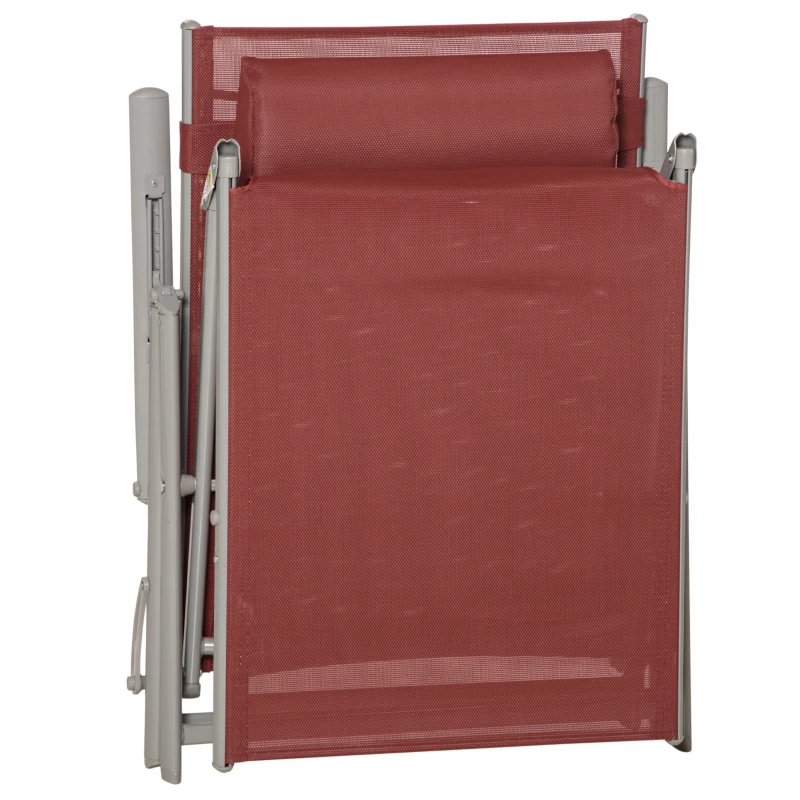 Outsunny Sonnenliege, 5-stufig neigbare Rückenlehne, mit Kissen, klappbar, rostfreies Metallgestell, 137 x 63,5 x 100,5 cm, Rot