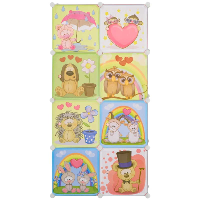 HOMCOM Mobile Scarpiera Modulare Salvaspazio, 6 Cubi 35x45x35 cm in Acciaio e PP, 74x47x144 cm, Rosa