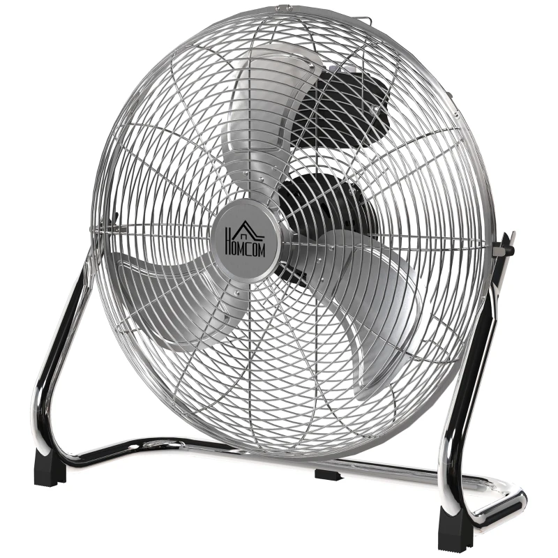 HOMCOM Metal Desk Fan with 3 Speeds & 120° Adjustable Tilt - Silver