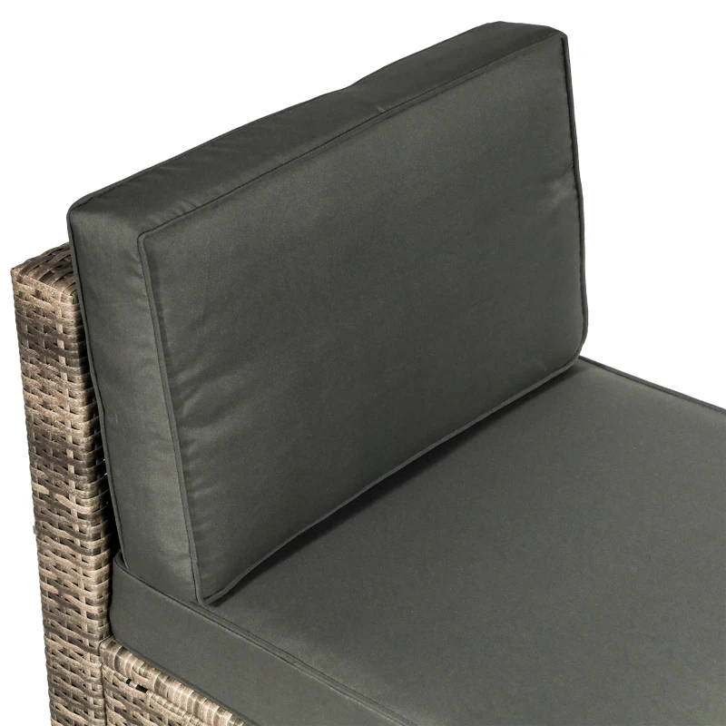 Outsunny 8 Pieces Outdoor PE Rattan Sofa Set with Cushions, Patio Garden Furniture Sets with Glass Top Coffee Table, Storage Corner Table, Mixed Brown