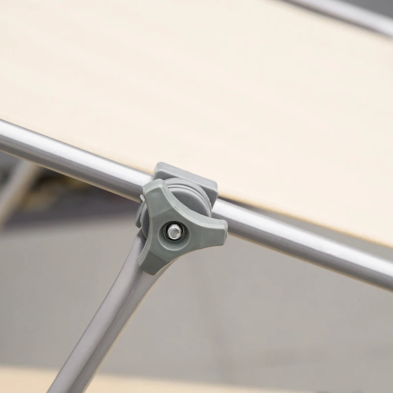 Outsunny Sonnenliege klappbar Gartenliege mit Dach, Liegestuhl mit 4-Fach verstellbare Rückenlehne, wetterfeste Campingliege bis 120 kg belastbar, für Garten Strand Pool, Beige