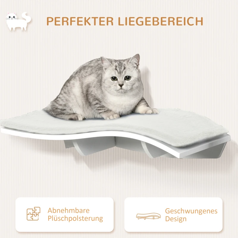 PwaHut Kletterwand Katzen Katzen Kletterwand Katzenbett Wand Katzenregal, Wand Katzenmöbel bis zu 4,5 kg, Weiß