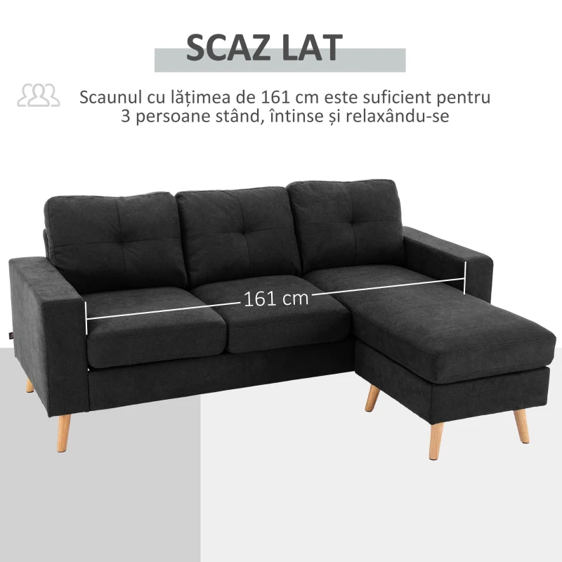 HOMCOM Canapea Coltar 3 Locuri cu sezlong Reversibil(m-5)
