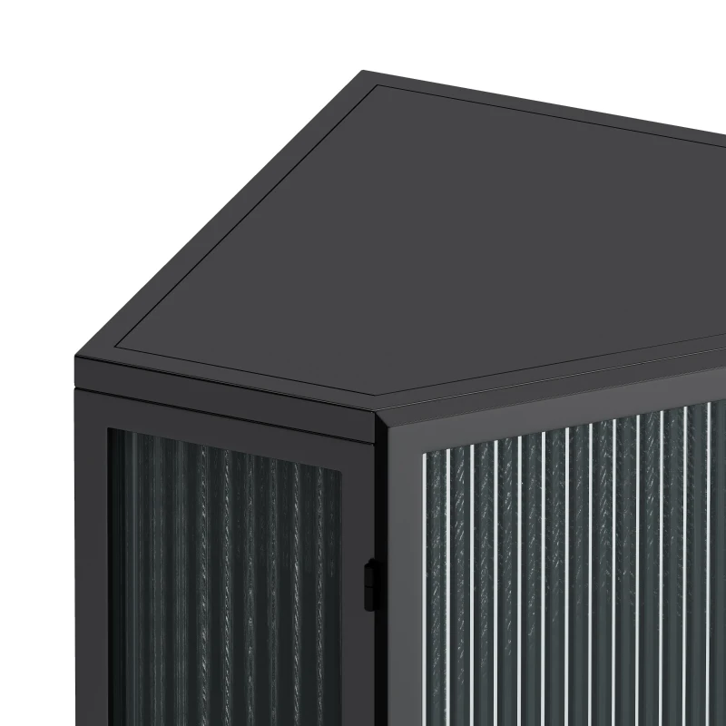 Armoire d'angle avec porte en verre, étagère réglable et design moderne pour salle de bain, salon, chambre, 56,5×42,5×80 cm, Noir