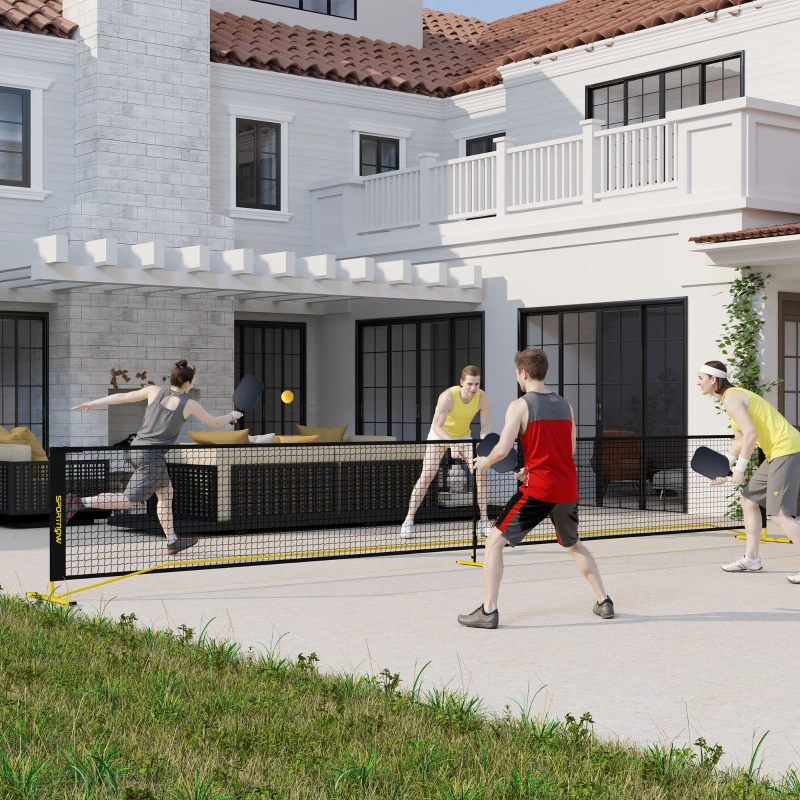 SPORTNOW Pickleball-net, draagbaar, met metalen frame en stoffen net, inclusief draagtas, Geel