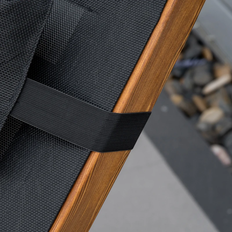 Outsunny Sonnenliege inklusive Kopfkissen, verstellbare Rückenlehne, wetterbeständig, Massivholz, Schwarz + Natur