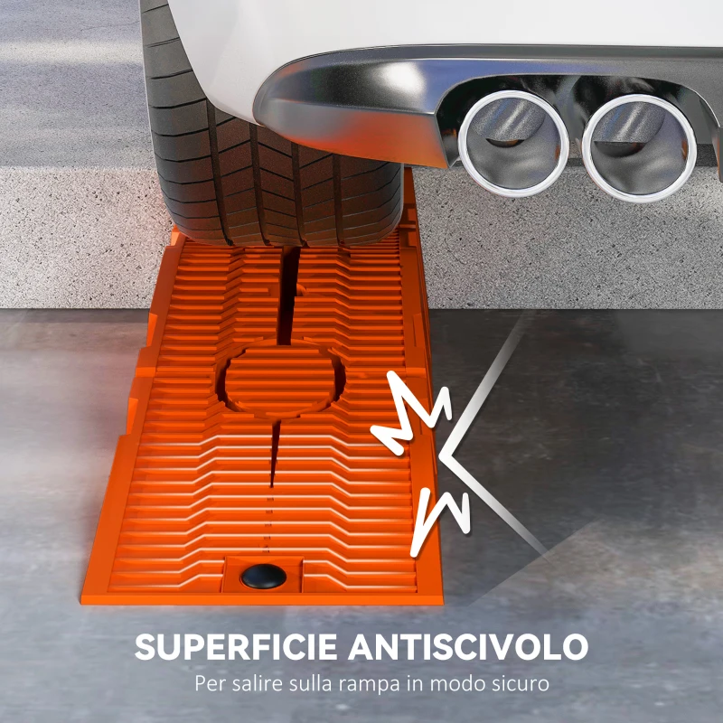DURHAND Set 2 Rampe per Auto in Plastica con Carico Massimo 5 Tonnellate, 91x30x21 cm, Arancione