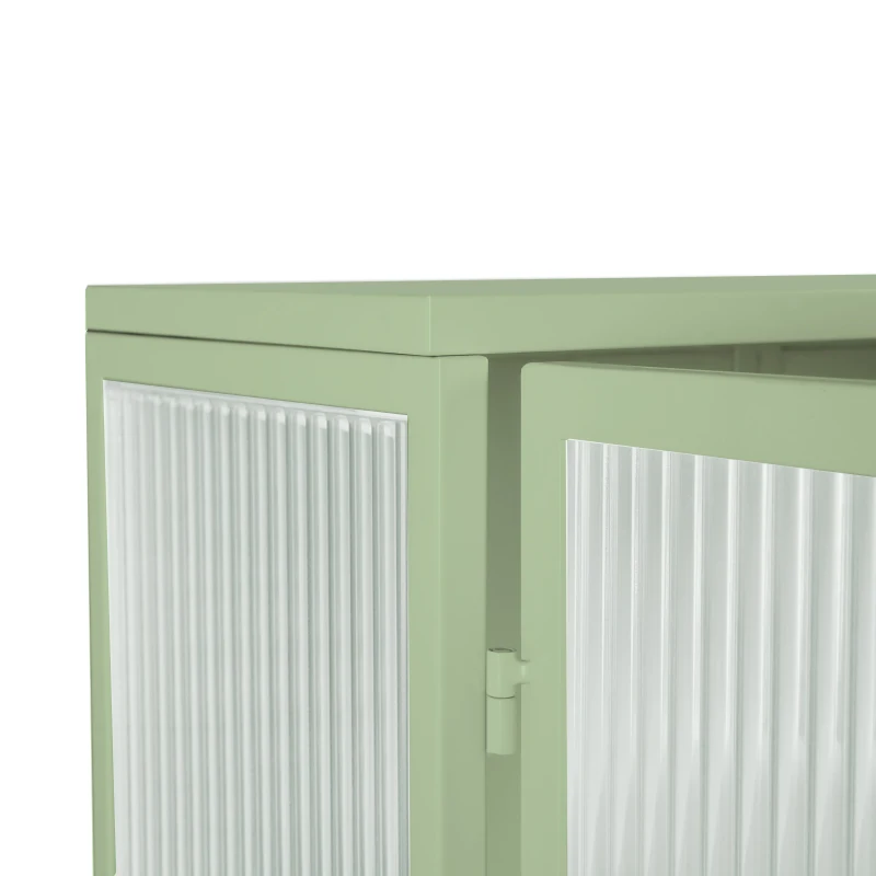 Armoire murale moderne avec portes en verre, deux niveaux de rangement fermé, avec étagère ouverte et porte-serviettes, 60×23×78 cm, Vert