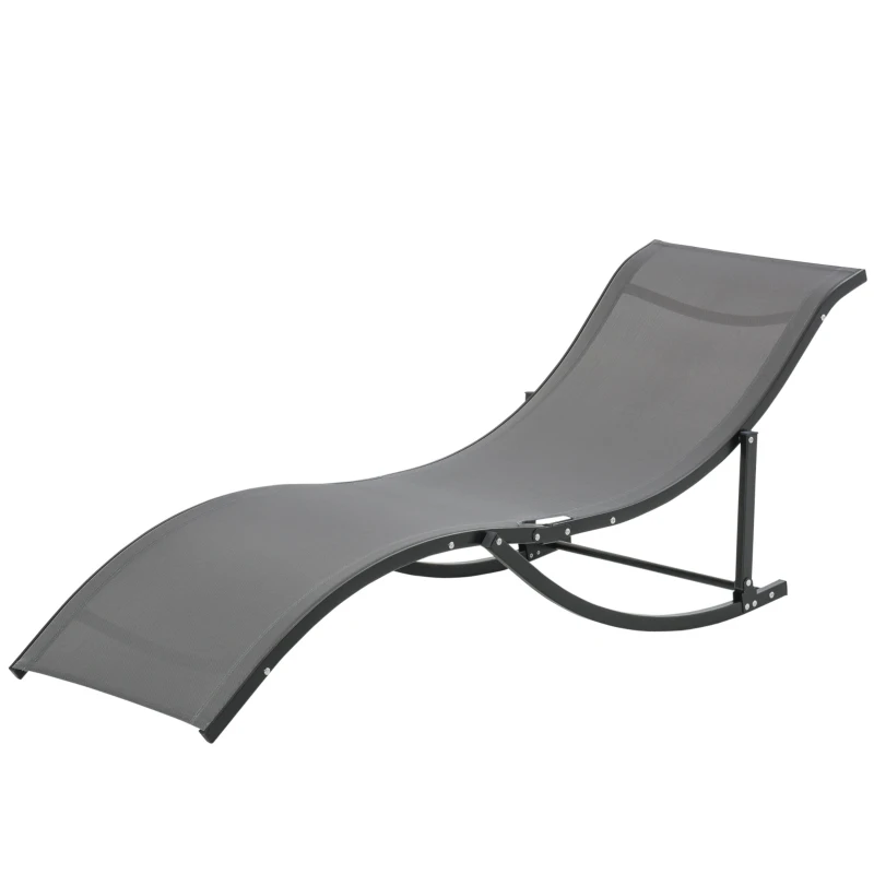 Outsunny 2er Set Sonnenliege Gartenliegen Stoffliege Relaxliege ergonomisch Aluminium Texteline Dunkelgrau 165 x 61 x 63 cm