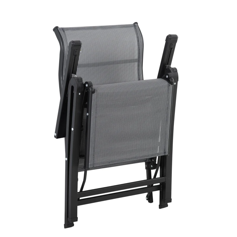 Outsunny Sonnenliege klappbar Gartenliege mit Kissen Schwerelosigkeit Liegestuhl mit 9-Fach verstellbare Rückenlehne Gartenstuhl bis 150 kg belastbar, für Garten Urlaub Outdoor Strand, Schwarz+Grau