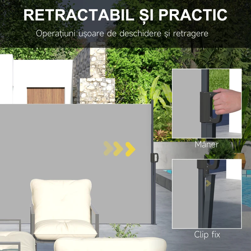 Outsunny Paravan Lateral Retractabil 400x180 cm Gri