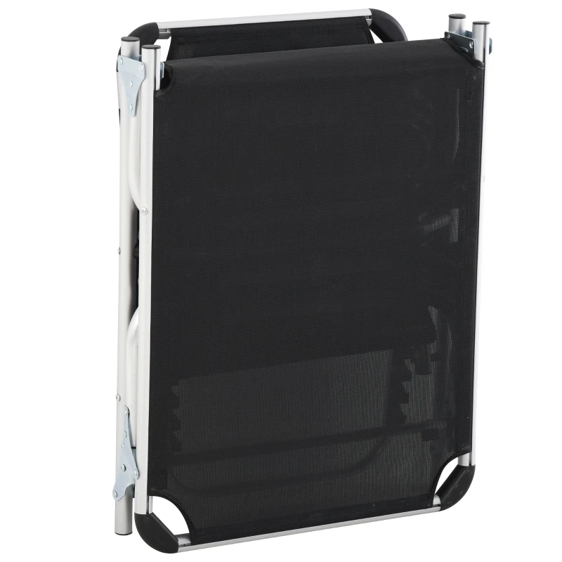 Outsunny Sonnenliege faltbar Gartenliege mit Kopfkissen Liegestuhl mit der 4-stufig verstellbaren Rückenlehne Campingliege bis 120 kg belastbar für Outdoor-Park, Garten, Schwarz