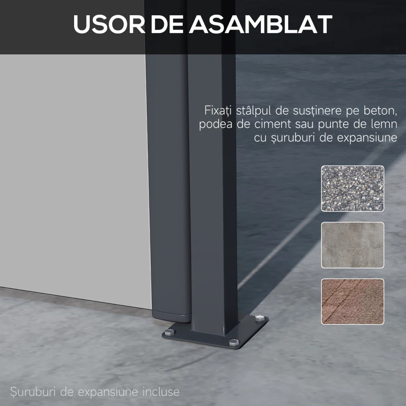 Outsunny Paravan Lateral Retractabil 400x180 cm Gri